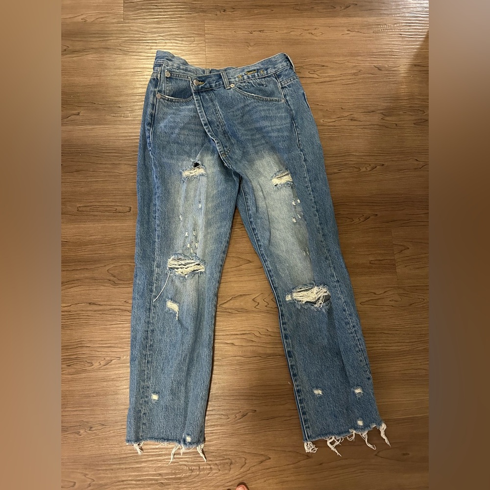 R13 Crossover Distressed Boyfriend Jeans